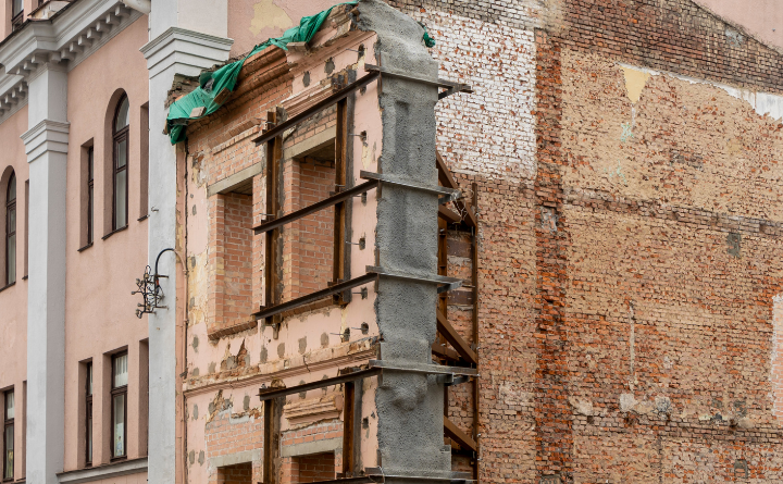 restoration of brick building facade